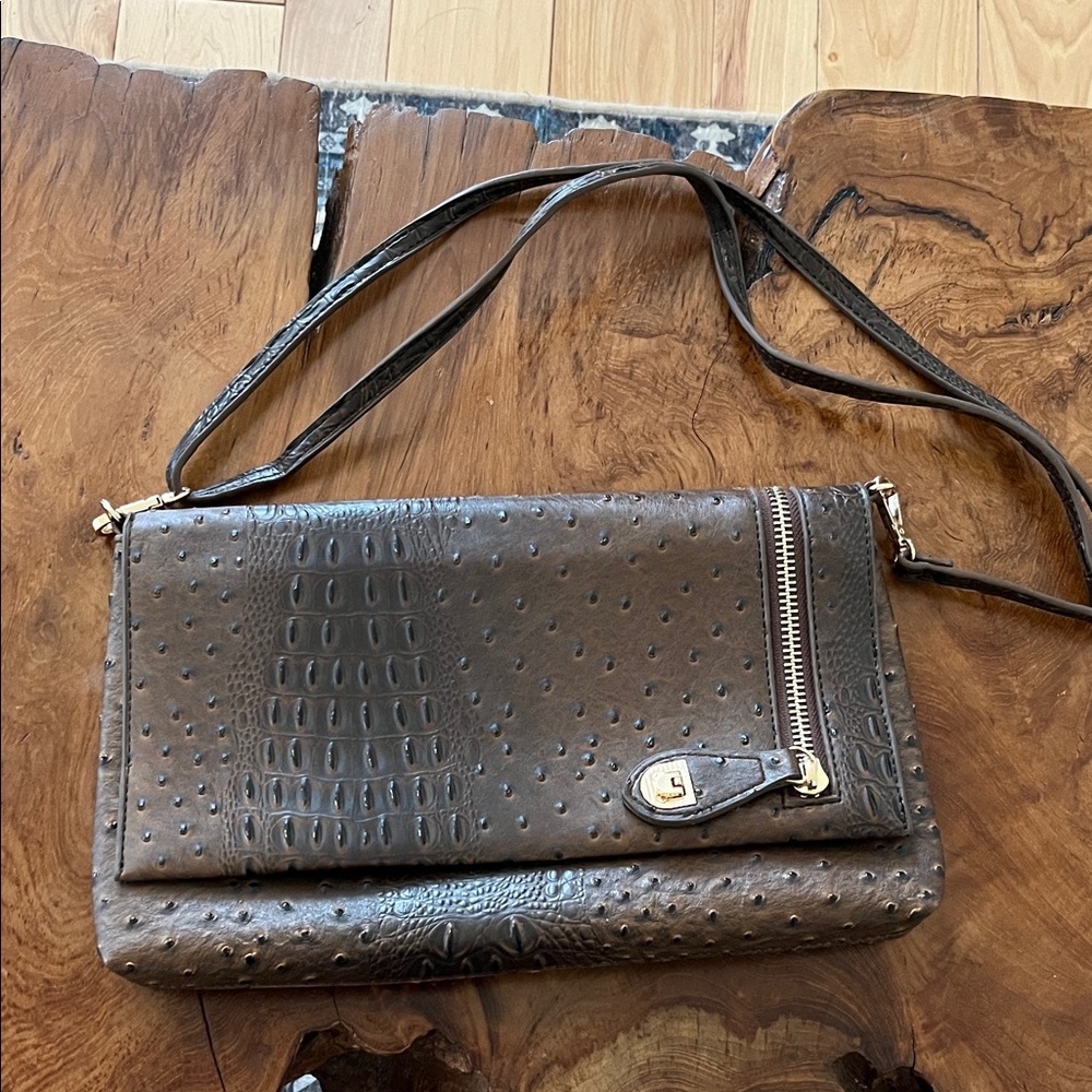 Chic Textured Brown Clutch